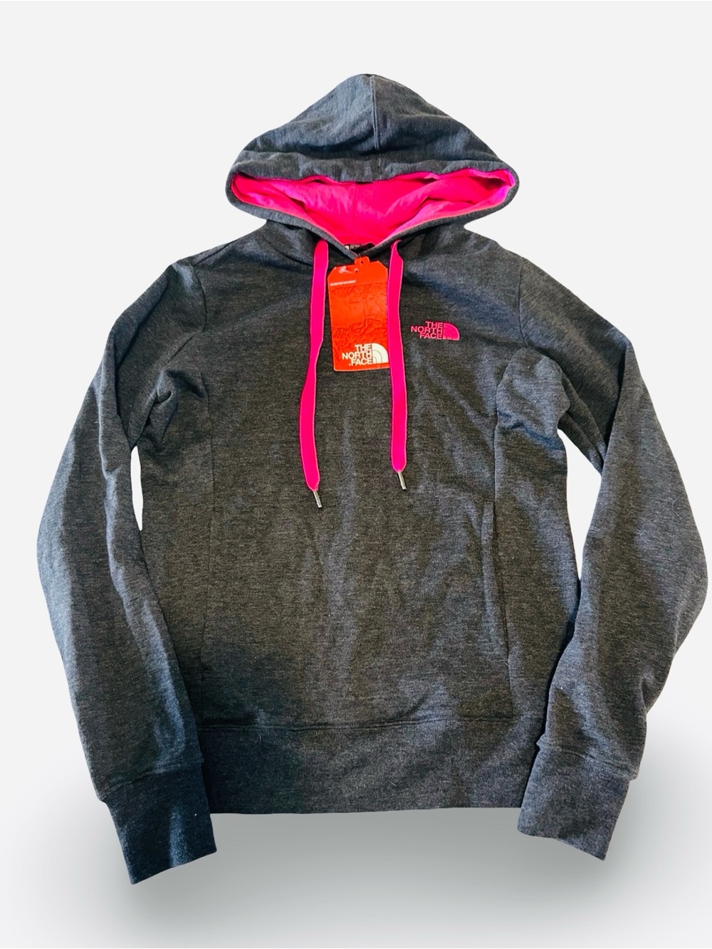 NWT The North Face Dark Gray Hoodie with Hot Pink Accents